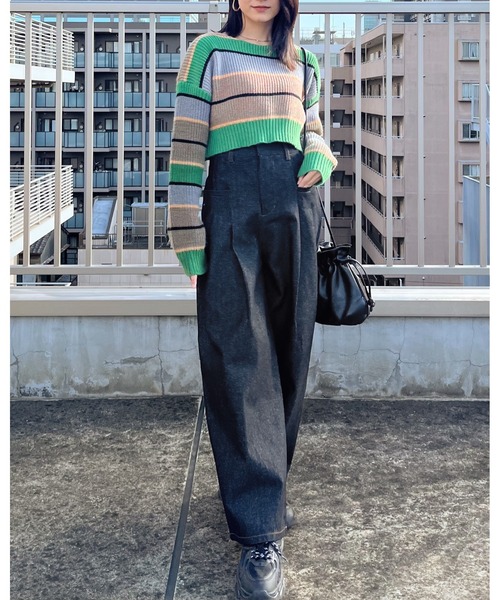 &soiree(アンドソワレ)の「【&soiree】 リジッドタックワイドデニムパンツ(デニムパンツ・レディース・インディゴブルー/ブラック・FREE)」の20枚目の写真