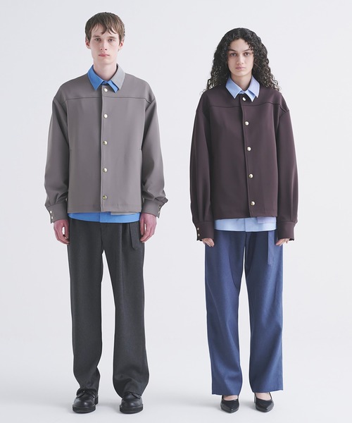 Double Cloth Collarless Dot Button Jacket（ブルゾン