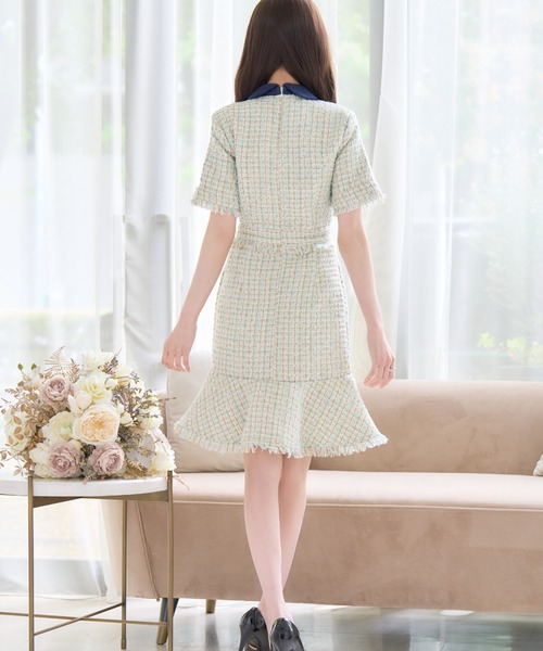 emiria EMIRIAWIZ❣️フリル袖 ワンピース　新品未使用 1度着用】EMIRIAWIZ♡フリル付き半袖ひざ丈ワンピース - メルカリ