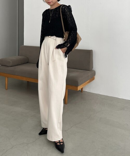 CAPRICIEUX LE'MAGE(カプリシューレマージュ)の「ベルト付ツイルパンツ(その他パンツ・レディース・ブラック/ブラウン/ホワイト系その他・36/38)」の16枚目の写真