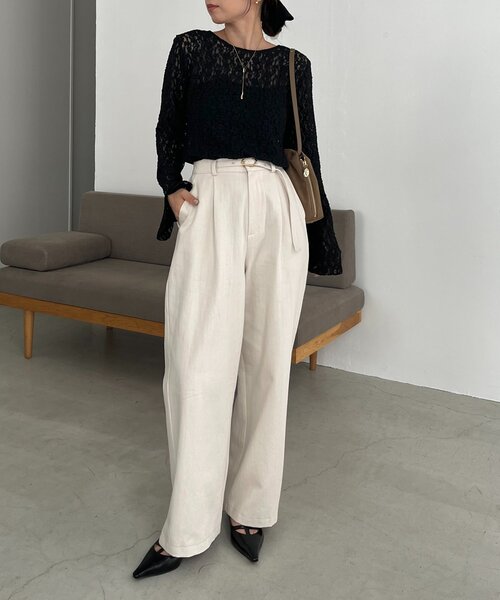 CAPRICIEUX LE'MAGE(カプリシューレマージュ)の「ベルト付ツイルパンツ(その他パンツ・レディース・ブラック/ブラウン/ホワイト系その他・36/38)」の20枚目の写真