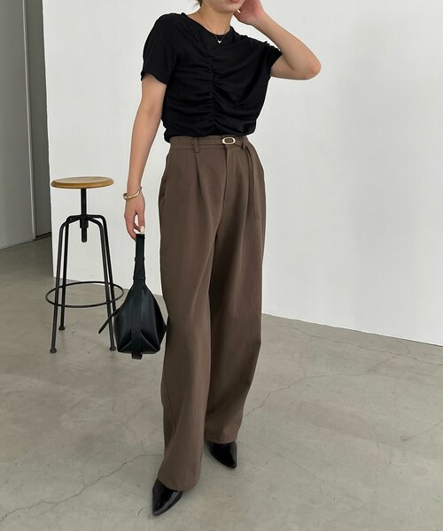 CAPRICIEUX LE'MAGE(カプリシューレマージュ)の「ベルト付ツイルパンツ(その他パンツ・レディース・ブラック/ブラウン/ホワイト系その他・36/38)」の4枚目の写真