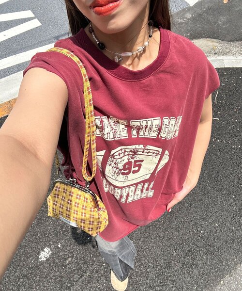 CIAOPANIC(チャオパニック)の「サイドタックピグメントロゴノースリーブTee(Tシャツ/カットソー・レディース・ボルドー/ブルー/グレー・ONE SIZE)」の13枚目の写真