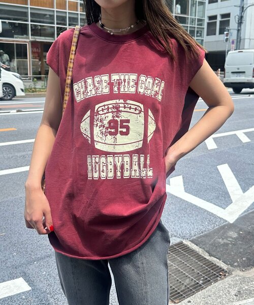 CIAOPANIC(チャオパニック)の「サイドタックピグメントロゴノースリーブTee(Tシャツ/カットソー・レディース・ボルドー/ブルー/グレー・ONE SIZE)」の14枚目の写真