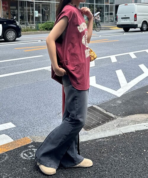 CIAOPANIC(チャオパニック)の「サイドタックピグメントロゴノースリーブTee(Tシャツ/カットソー・レディース・ボルドー/ブルー/グレー・ONE SIZE)」の19枚目の写真