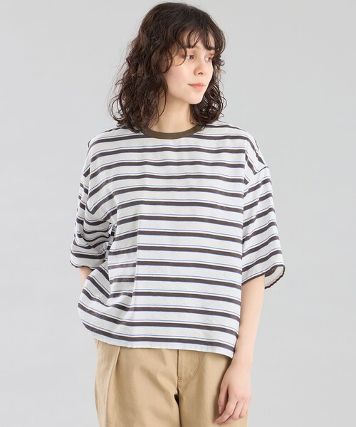 MACKINTOSH PHILOSOPHY(マッキントッシュ フィロソフィー)の「GREY LABEL マルチボーダーブラウス(シャツ/ブラウス・レディース・オフホワイト/ベージュ・2)」の1枚目の写真