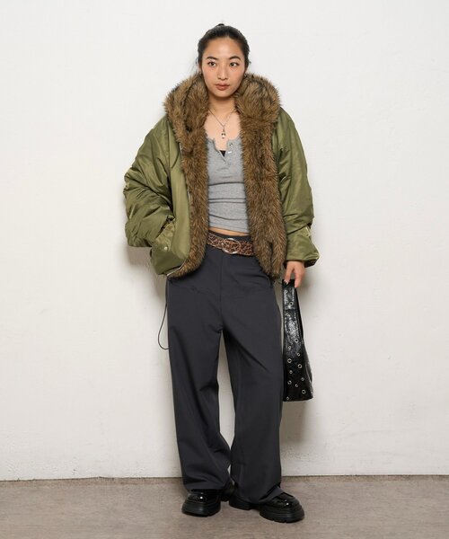 UNISEX/サイズ展開あり】2WAYリバーシブルファーブルゾン（ブルゾン