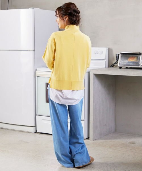 INED（イネド）の「【ご家庭で洗える】ウール100％ハイネックニット（ニット/セーター・レディース・サックスブルー/ブラック/オフホワイト/ブルー/チャコールグレー/ピンク/イエロー・9号）」の16枚目の写真