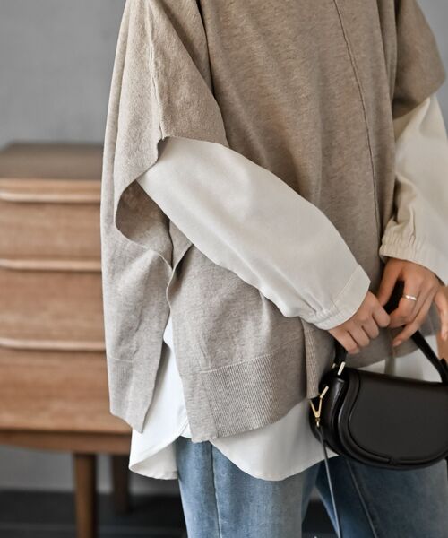 rps（アールピーエス）の「サイドボタンポンチョニットベスト（ベスト・レディース・ブルー/ブラウン系その他/グレー系その他・フリー）」の18枚目の写真