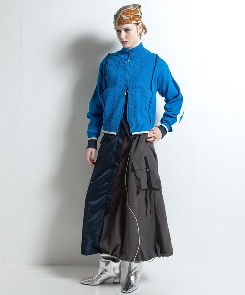 AULA AILA（アウラアイラ）の「ケーブルニットジップアップ（カーディガン/ボレロ・レディース・ブルー/ブラウン/ブラック・0）」の14枚目の写真