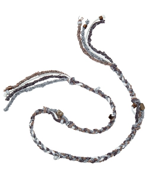 tageechita(タジチタ)の「【tageechita】ヴィンテージ風 ビーズ×編み込み デザインウエストチェーン(ベルト・レディース・アッシュブラウン・FREE)」の2枚目の写真