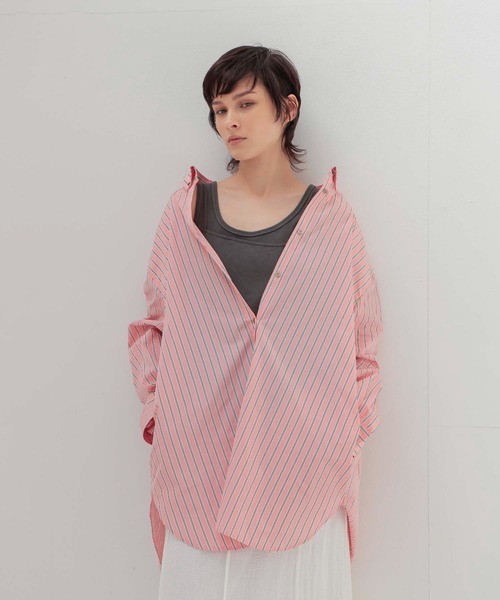 VENIT / stripe taffeta blouse(ストライプタフタブラウス VEG-5506-A)