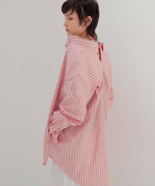 venit(ヴェニット)の「VENIT / stripe taffeta blouse(ストライプタフタブラウス VEG-5506-A)(シャツ/ブラウス・レディース・ピンク・38)」の2枚目の写真
