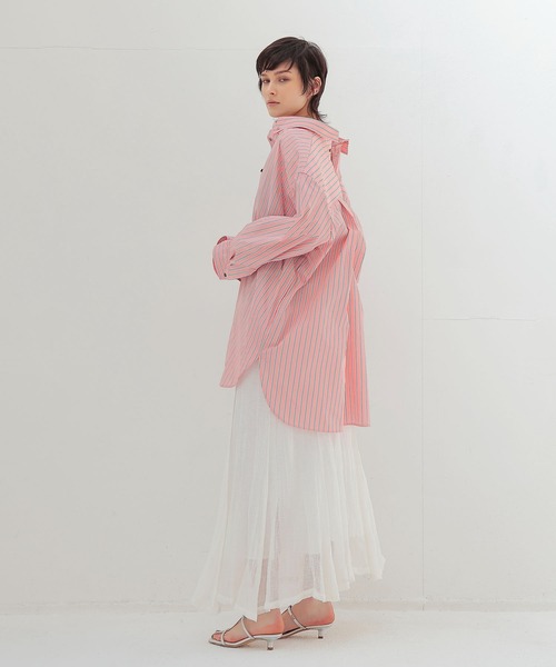 venit(ヴェニット)の「VENIT / stripe taffeta blouse(ストライプタフタブラウス VEG-5506-A)(シャツ/ブラウス・レディース・ピンク・38)」の8枚目の写真