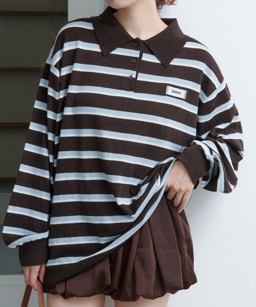 波乗り様上XO下L 2025AWカタログ】ボーダーラガーポロニット（ニット/セーター