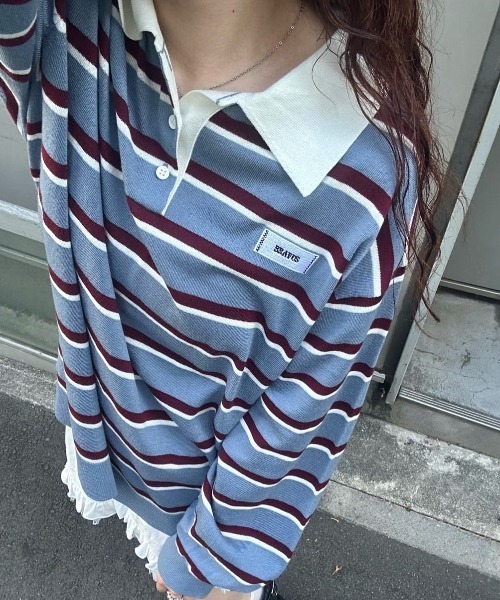 セール】【新色追加/4色展開】ボーダーラガーポロニット（ニット