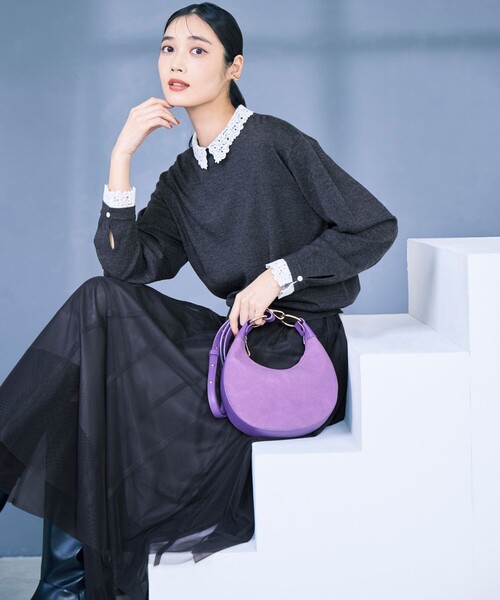 23区(ニジュウサンク)の「【洗える】エンブロイダリー フラワーレースコンビ ニット(ニット/セーター・レディース・ブラック系/グレー系/ネイビー系・38/40)」の21枚目の写真