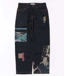 Desigual | 浮世絵プリントのストレートデニムパンツ(デニムパンツ)