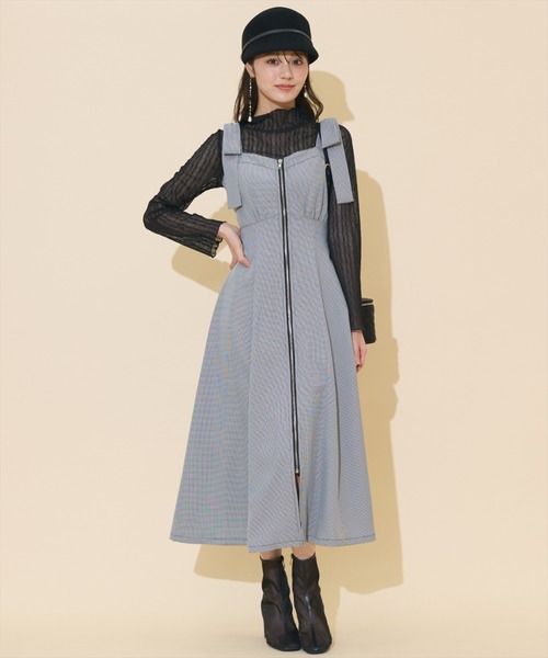 WILLSELECTION（ウィルセレクション）の「【再入荷】ショルダーリボンフロントZIPワンピース（ワンピース・レディース・ブラウン系その他/ブラック系その他/ピンク/ボルドー/チャコールグレー/ブルー系その他/ダークブラウン・FREE）」の2枚目の写真