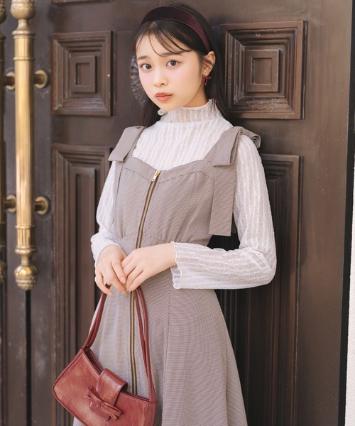 WILLSELECTION（ウィルセレクション）の「【再入荷】ショルダーリボンフロントZIPワンピース（ワンピース・レディース・ブラウン系その他/ブラック系その他/ピンク/ボルドー/チャコールグレー/ブルー系その他/ダークブラウン・FREE）」の5枚目の写真