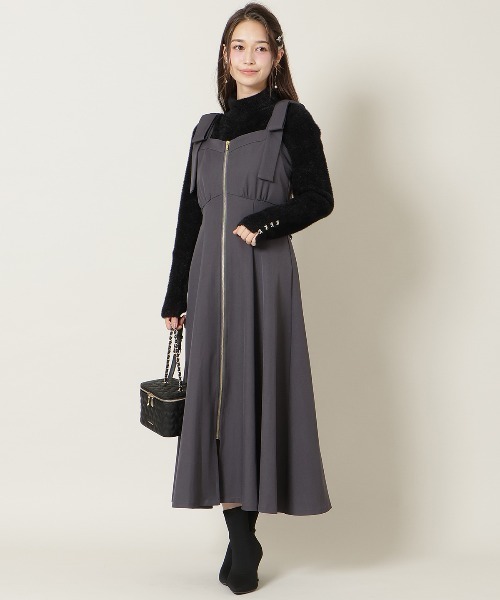 WILLSELECTION（ウィルセレクション）の「【再入荷】ショルダーリボンフロントZIPワンピース（ワンピース・レディース・ブラウン系その他/ブラック系その他/ピンク/ボルドー/チャコールグレー/ブルー系その他/ダークブラウン・FREE）」の3枚目の写真