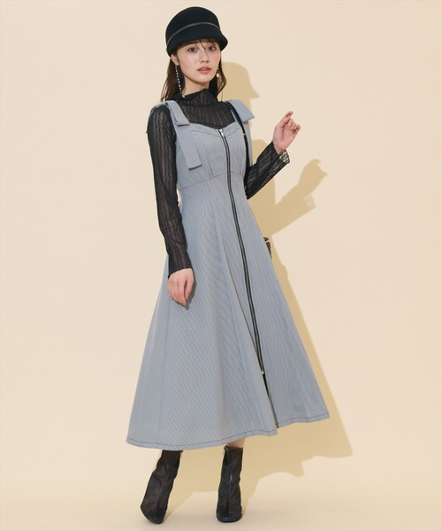 WILLSELECTION（ウィルセレクション）の「【再入荷】ショルダーリボンフロントZIPワンピース（ワンピース・レディース・ブラウン系その他/ブラック系その他/ピンク/ボルドー/チャコールグレー/ブルー系その他/ダークブラウン・FREE）」の9枚目の写真