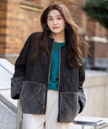 ANY SIS（エニィスィス）の「フェイクファーコンビキルティング アウター（ダウンジャケット/コート）」