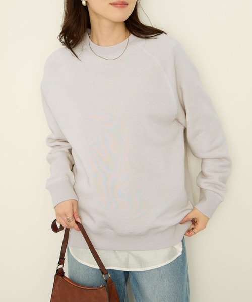 NAVY(ネイビー)の「nAvy 裏シャギーラ グラントレーナー(Tシャツ/カットソー・レディース・グレイッシュベージュ/ダークグリーン/杢グレー/スミクロ/オートミール・L/M)」の12枚目の写真