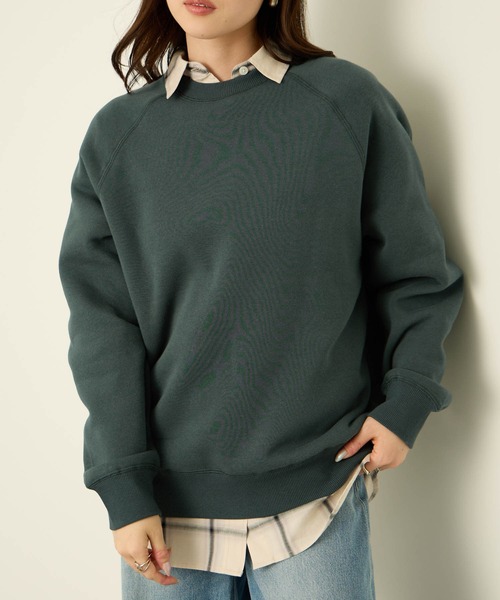NAVY(ネイビー)の「nAvy 裏シャギーラ グラントレーナー(Tシャツ/カットソー・レディース・グレイッシュベージュ/ダークグリーン/杢グレー/スミクロ/オートミール・L/M)」の19枚目の写真