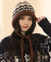 c.u.l | ひも付き ノルディック柄 ニットキャップ cula1275(ニットキャップ/ビーニー)