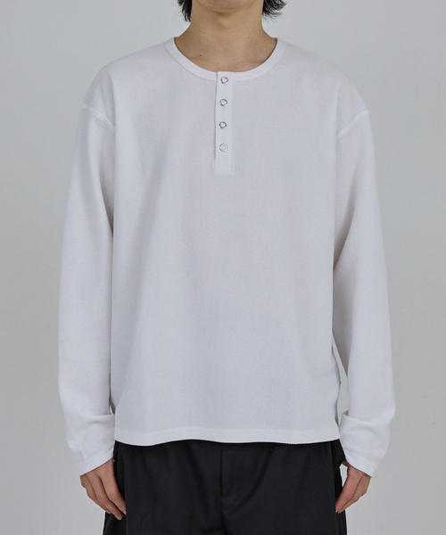 セール】MODERN KANOKO SNAP HENRY NECK LONG SLEEVE T-SHIRT / モダン