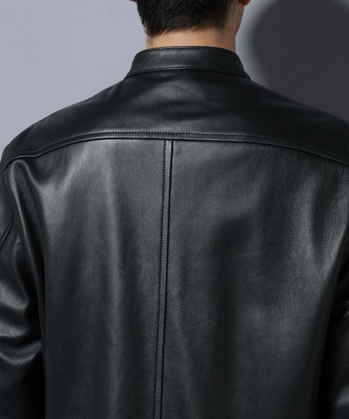 NANO universe（ナノユニバース）の「ラムナッパレザーバンドカラーライダースジャケット（ライダースジャケット・メンズ・ブラック・L/M）」の13枚目の写真