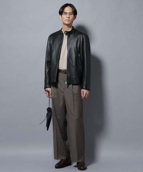 新品ナノユニバースブラックレザーライダースジャケットラム革 ラムレザーシングルライダースジャケット | ナノユニバース(NANO