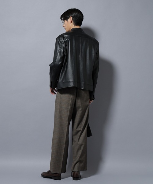 ラムナッパレザーバンドカラーライダースジャケット（ライダース