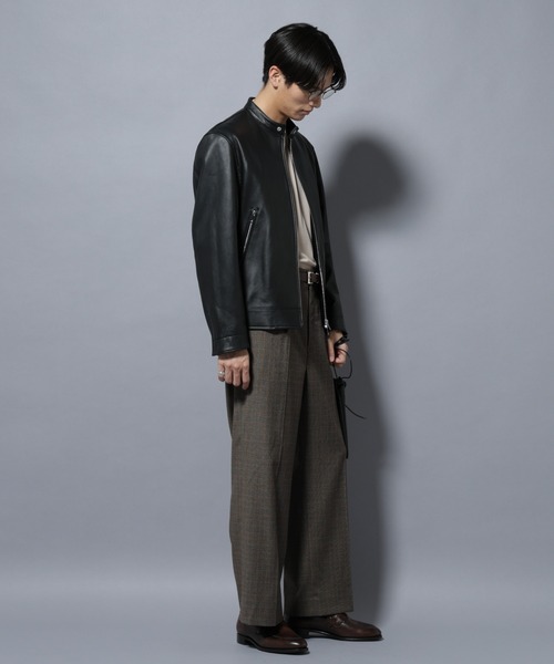 NANO universe（ナノユニバース）の「ラムナッパレザーバンドカラーライダースジャケット（ライダースジャケット・メンズ・ブラック・L/M）」の7枚目の写真