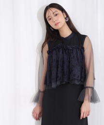 クラシカル シフォン レイヤード パーティー ドレス ワンピース ミモレ丈 長袖 ハイウエスト フォーマル オケージョンドレス 結婚式 お呼ばれ 二次会 成人式 同窓会 謝恩会 20代 30代