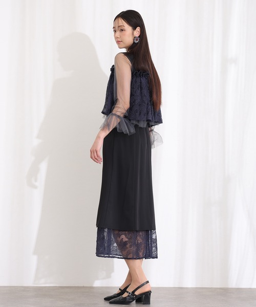 セール】クラシカルシフォンレイヤードパーティードレスワンピース