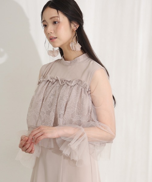 PourVous(プールヴー)の「クラシカル シフォン レイヤード パーティー ドレス ワンピース ミモレ丈 長袖 ハイウエスト フォーマル オケージョンドレス 結婚式 お呼ばれ 二次会 成人式 同窓会 謝恩会 20代 30代(ドレス・レディース・ブラック/モカ/グレイッシュベージュ・S/M)」の14枚目の写真