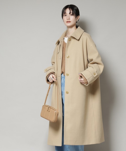 NANO universe(ナノユニバース)の「メルトンジャージーステンカラーコート(ステンカラーコート・レディース・ベージュ/モカ/ダークネイビー・FREE)」の3枚目の写真