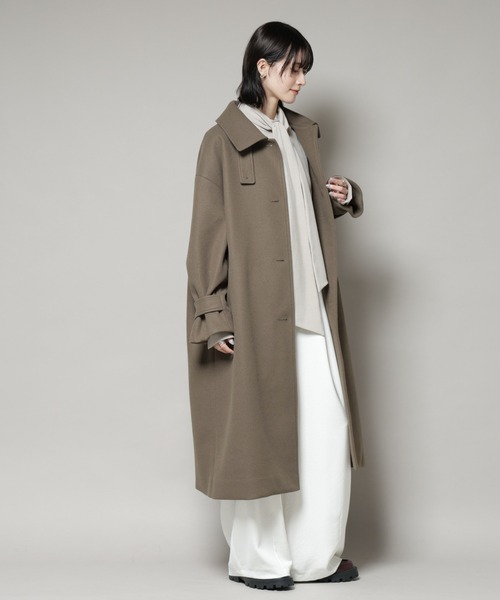 NANO universe(ナノユニバース)の「メルトンジャージーステンカラーコート(ステンカラーコート・レディース・ベージュ/モカ/ダークネイビー・FREE)」の20枚目の写真