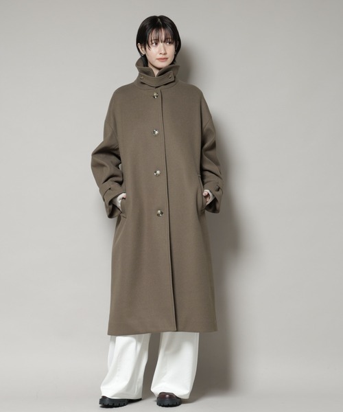 ナノ・ユニバース(nano・universe) メルトンジャージーWボタンロングコート F グレージュ NANO universe