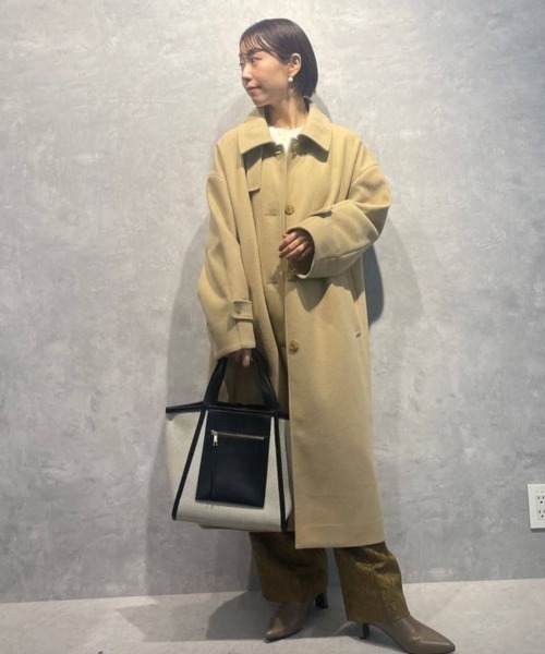 NANO universe(ナノユニバース)の「メルトンジャージーステンカラーコート(ステンカラーコート・レディース・ベージュ/モカ/ダークネイビー・FREE)」の11枚目の写真