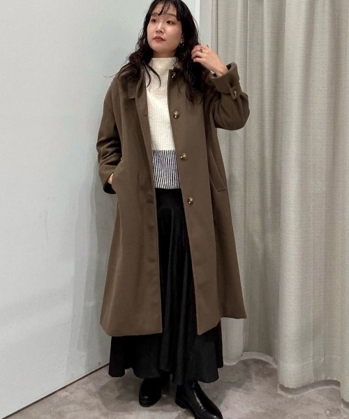 NANO universe(ナノユニバース)の「メルトンジャージーステンカラーコート(ステンカラーコート・レディース・ベージュ/モカ/ダークネイビー・FREE)」の8枚目の写真