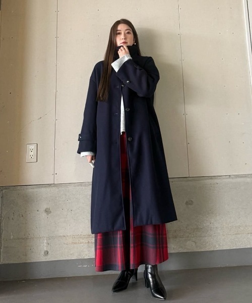 NANO universe(ナノユニバース)の「メルトンジャージーステンカラーコート(ステンカラーコート・レディース・ベージュ/モカ/ダークネイビー・FREE)」の7枚目の写真