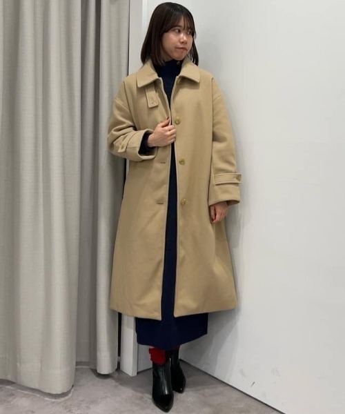 NANO universe(ナノユニバース)の「メルトンジャージーステンカラーコート(ステンカラーコート・レディース・ベージュ/モカ/ダークネイビー・FREE)」の10枚目の写真