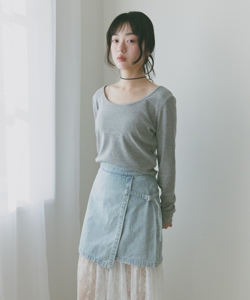 Freesia by andme(フリージアバイアンドミー)の「2way長袖ミニTシャツ(Tシャツ/カットソー・レディース・オフホワイト/ブラック/杢グレー・FREE)」の6枚目の写真