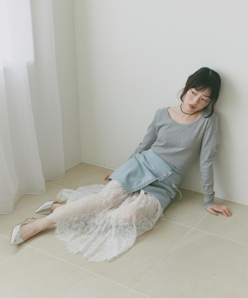Freesia by andme(フリージアバイアンドミー)の「2way長袖ミニTシャツ(Tシャツ/カットソー・レディース・オフホワイト/ブラック/杢グレー・FREE)」の8枚目の写真