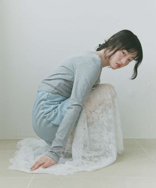 Freesia by andme(フリージアバイアンドミー)の「2way長袖ミニTシャツ(Tシャツ/カットソー・レディース・オフホワイト/ブラック/杢グレー・FREE)」の10枚目の写真