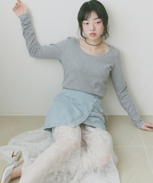 Freesia by andme(フリージアバイアンドミー)の「2way長袖ミニTシャツ(Tシャツ/カットソー・レディース・オフホワイト/ブラック/杢グレー・FREE)」の7枚目の写真