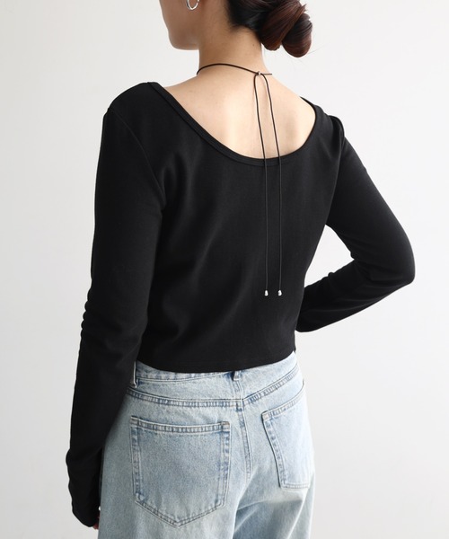 Freesia by andme(フリージアバイアンドミー)の「2way長袖ミニTシャツ(Tシャツ/カットソー・レディース・オフホワイト/ブラック/杢グレー・FREE)」の18枚目の写真